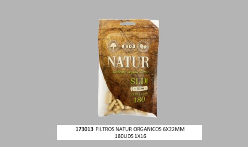NATUR FILTROS ORGANICOS SLIM LONG (6X22) 180UDS