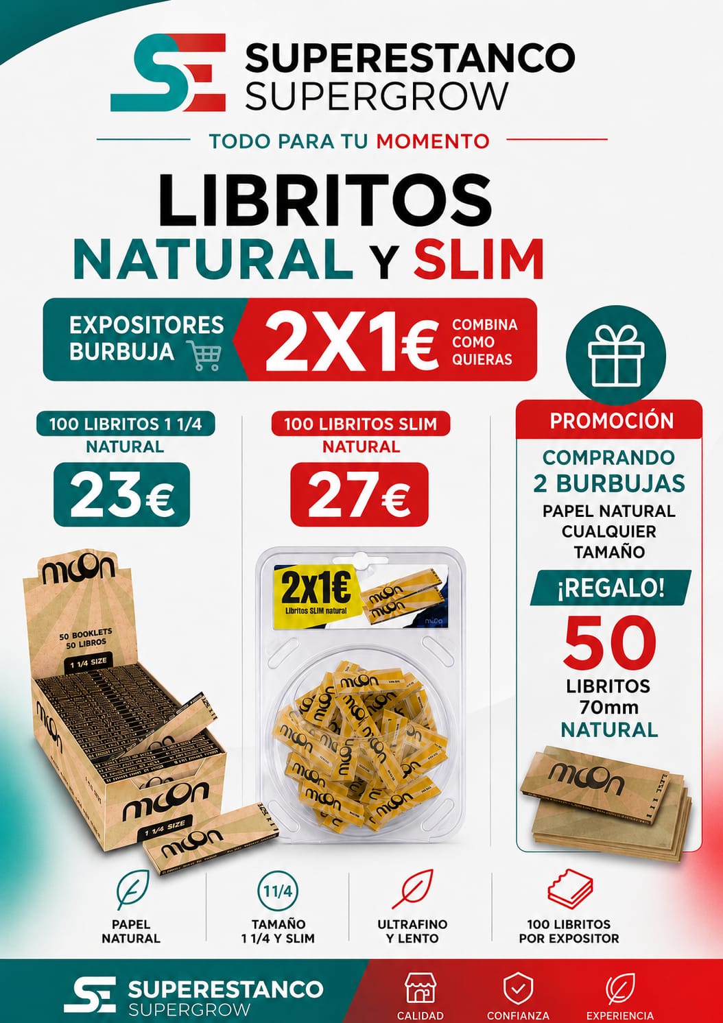PROMO MOON 2 BURBUJAS 2X1 NATURAL REGALO 50 LIB.7O